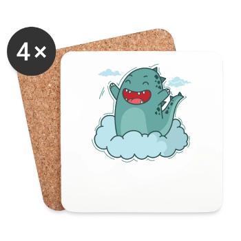 Dino dans un reptile dinosaure des nuages - Dessous de verre (lot de 4) - blanc - Devant