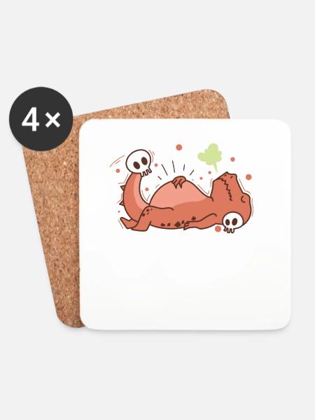 Dino mit Knochen Dinosaurier Reptil Tier - Untersetzer (4er-Set) - Weiß