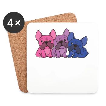 Bi Flag Français Bulldog Pride Chiens LGBTQ - Dessous de verre (lot de 4) - blanc - Devant