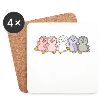 cupioromantic Flag Pride LGBTQ süße Pinguin - Untersetzer (4er-Set) - Weiß - Vorne