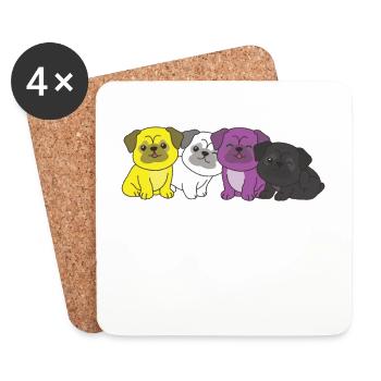Nonbinary Flag Mops Pride LGBTQ süße Hunde - Untersetzer (4er-Set) - Weiß - Vorne