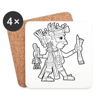 Ahuiateteo Aztec god Maya Inca Toltecs - Coasters (set of 4) - white - Front