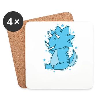 kleiner Dino Triceratops freut sich - Untersetzer (4er-Set) - Weiß - Vorne