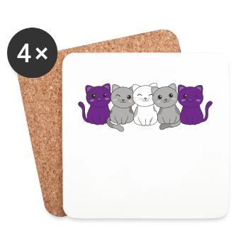 graysexuell Flag Pride LGBTQ süßer Katzen - Untersetzer (4er-Set) - Weiß - Vorne