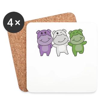 Genderqueer Flag Pride LGBTQ doux Hippopotame - Dessous de verre (lot de 4) - blanc - Devant