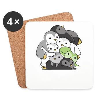 Agender Flag Pride Pingouin mignon LGBTQ - Dessous de verre (lot de 4) - blanc - Devant