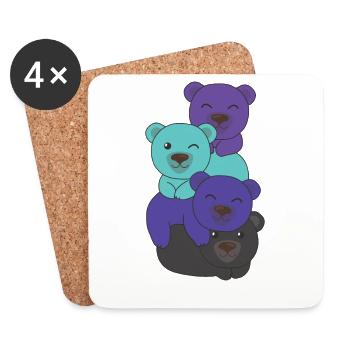 Alexigender Flag Pride LGBTQ Mignon Bear Bunch - Dessous de verre (lot de 4) - blanc - Devant