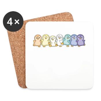 genderfaun Flag Pride LGBTQ süße Pinguin - Untersetzer (4er-Set) - Weiß - Vorne