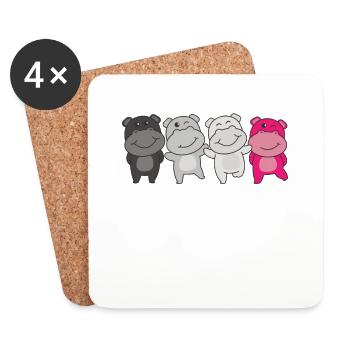 Gynephilia Flag Pride LGBTQ süße Hippo - Untersetzer (4er-Set) - Weiß - Vorne