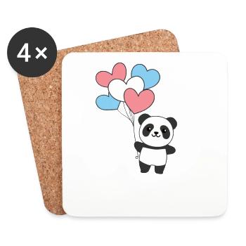 Transgender Flagge Ballon Herzen Pride LGBTQ Panda - Untersetzer (4er-Set) - Weiß - Vorne