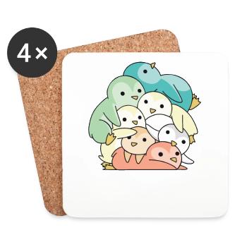 genderfloren Flag Pride LGBTQ süße Pinguin - Untersetzer (4er-Set) - Weiß - Vorne