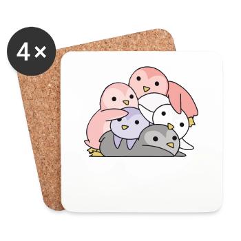 cupioromantic Flag Pride LGBTQ süße Pinguin - Untersetzer (4er-Set) - Weiß - Vorne