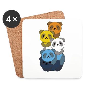 Aroace Flag Pride LGBTQ Cute Panda Bunch - Coasters (set of 4) - white - Front