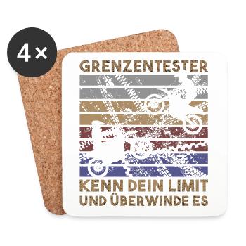 Retro Grenzentester Limit Motorradfahrer Motocross - Untersetzer (4er-Set) - Weiß - Vorne