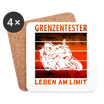 Grenzentester Leben Am Limit Motorradfahrer Biker - Untersetzer (4er-Set) - Weiß - Vorne