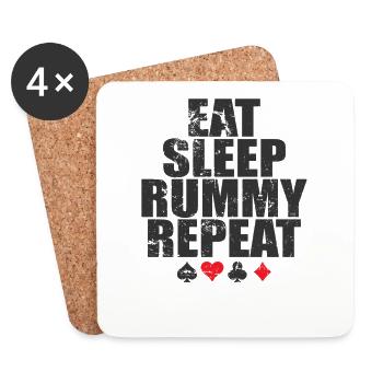 Manger dormir Rummy répéter jeu de cartes Romme - Dessous de verre (lot de 4) - blanc - Devant