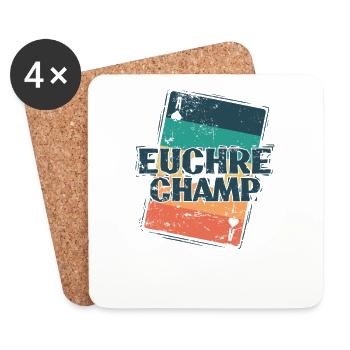 Euchre Champ Card Game Playing Cards - Coasters (set of 4) - white - Front