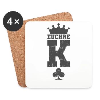 Euchre Cross King Card Game Playing Cards - Coasters (set of 4) - white - Front
