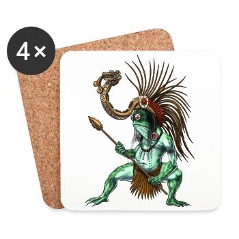 Aztec Warrior God Cueyatl - Coasters (set of 4) - white - Front