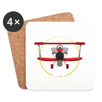 Flugzeug Pilot Fliegen Abgelenkt I Geschenk - Untersetzer (4er-Set) - Weiß - Vorne