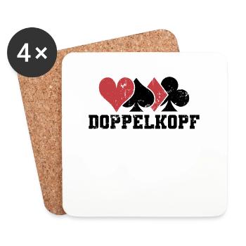 Doppelkopf Kartenspiel Damen und Buben - Untersetzer (4er-Set) - Weiß - Vorne