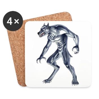 Cryptid Monster Dogman - Coasters (set of 4) - white - Front