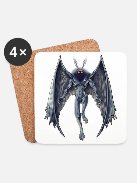 Creatura criptida Mothman - Glasbrikker (sæt med 4 stk.) - hvid