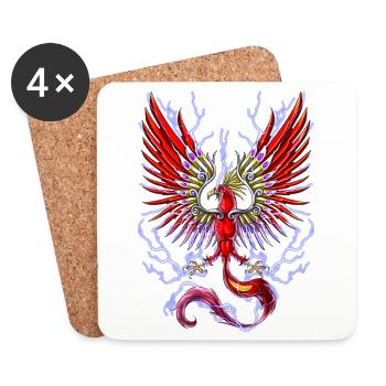 Thunderbird Mythical Cryptid Bird - Coasters (set of 4) - white - Front