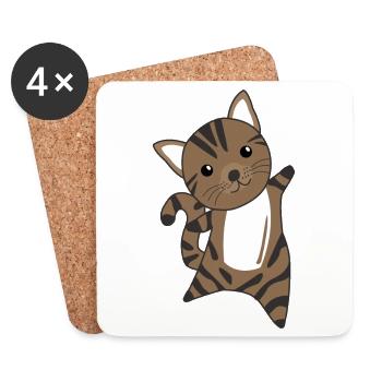 Chats animaux mignons Chats pour enfants animaux drôles - Dessous de verre (lot de 4) - blanc - Devant