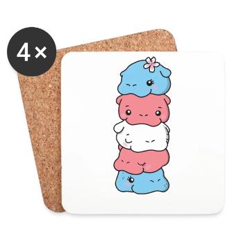 Transgender Flag Pride LGBTQ sweet Hippo - Coasters (set of 4) - white - Front