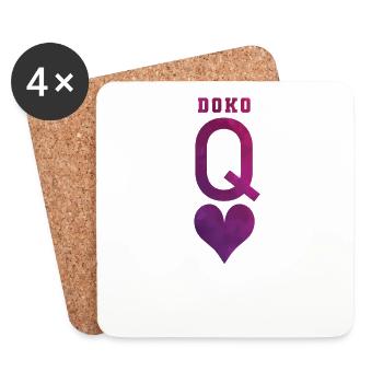 Doko Heart Lady Double Head Card Game - Coasters (set of 4) - white - Front