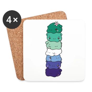 Homme Gay Flag Pride LGBTQ doux Hippopotame - Dessous de verre (lot de 4) - blanc - Devant