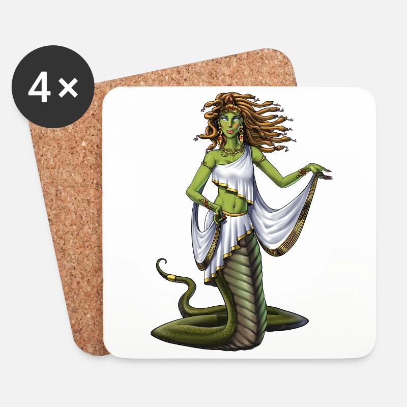Altgriechische Göttin Medusa - Untersetzer (4er-Set) - Weiß