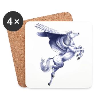 Greek Mythical Creature Pegasus - Coasters (set of 4) - white - Front