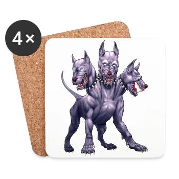 Chien à trois têtes Cerberus - Dessous de verre (lot de 4) - blanc - Devant