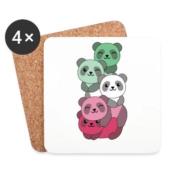 abrosexuell Flag Pride LGBTQ süßer Panda Haufen - Untersetzer (4er-Set) - Weiß - Vorne