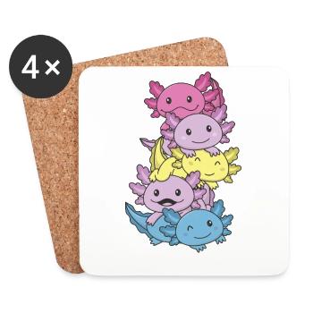 drapeau aporaging Gay Pride LGBTQ axolotl - Dessous de verre (lot de 4) - blanc - Devant