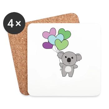Toric Flagge Ballon Herzen Pride LGBTQ Koala - Untersetzer (4er-Set) - Weiß - Vorne