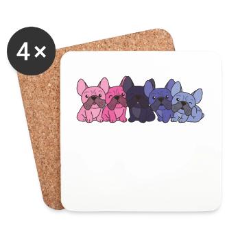 Omnisexuell Flag French Bulldog Pride LGBTQ Hunde - Untersetzer (4er-Set) - Weiß - Vorne