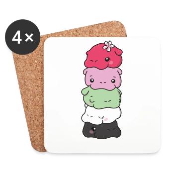 recipromantic Flag Pride LGBTQ sweet hippo - Coasters (set of 4) - white - Front