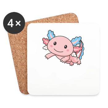 Transgender Flag June Pride LGBTQ Axolotl - Coasters (set of 4) - white - Front