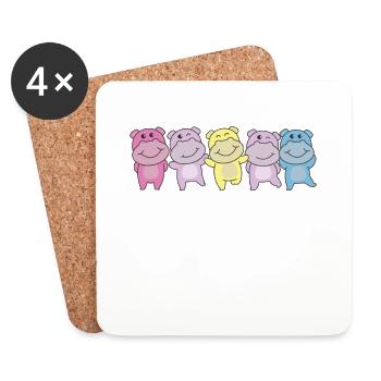 aporagender Flag Pride LGBTQ süße Hippo - Untersetzer (4er-Set) - Weiß - Vorne