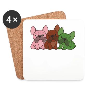 Gynosexuell Flag French Bulldog Pride LGBTQ Hunde - Untersetzer (4er-Set) - Weiß - Vorne