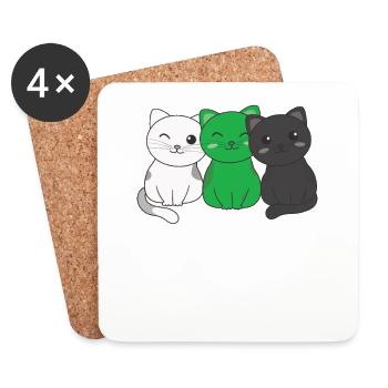 Neutrois Flag Pride LGBTQ süßer Katzen - Untersetzer (4er-Set) - Weiß - Vorne