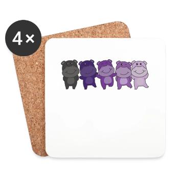 Enbian Flag Pride LGBTQ sweet Hippo - Coasters (set of 4) - white - Front