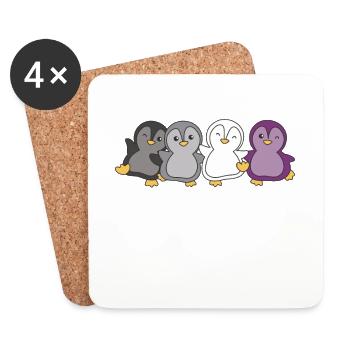 Asexual Flag Pride LGBTQ süße Pinguin - Untersetzer (4er-Set) - Weiß - Vorne
