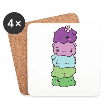 Toric Flag Pride LGBTQ sweet Hippo - Coasters (set of 4) - white - Front