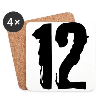 12 Zahl Trikot - Untersetzer (4er-Set) - Weiß - Vorne