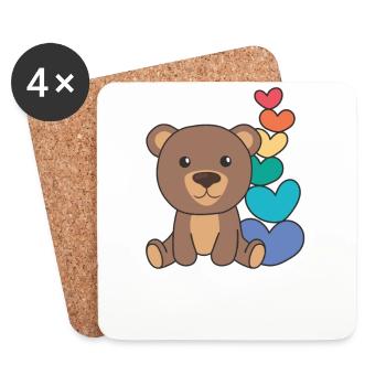 Regenbogen Herzen Pride LGBTQ süße tiere Bär - Untersetzer (4er-Set) - Weiß - Vorne