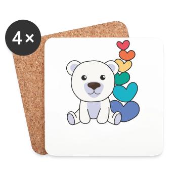 Regenbogen Herzen Pride LGBTQ süße tiere Eisbär - Untersetzer (4er-Set) - Weiß - Vorne